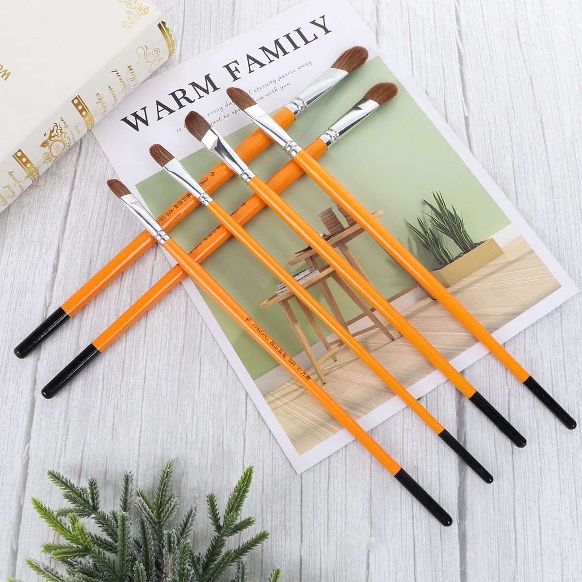 

6 Pcs Painting Set Gouache Drawing Brush Major Professional Wooden Child Brushes