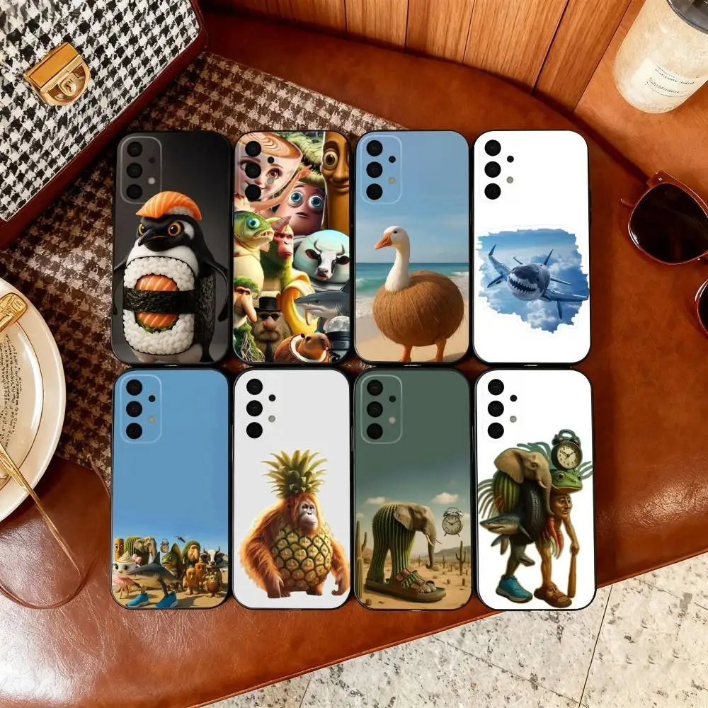 

I-ITALIANO B-BRAINROT animal Phone Case For Samsung Galaxy A73,A72,A71,A70,A53,A52,A51,Soft Silicone Black Cover