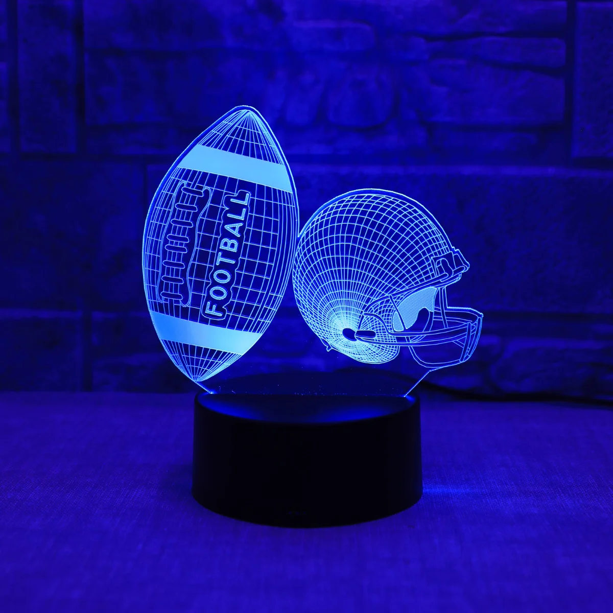 1pc Football Helmet 3D Acrylic Night Light USB RGB Touch LED Lamp Sports Decor Gift for Football Fans Boys Desktop Decor