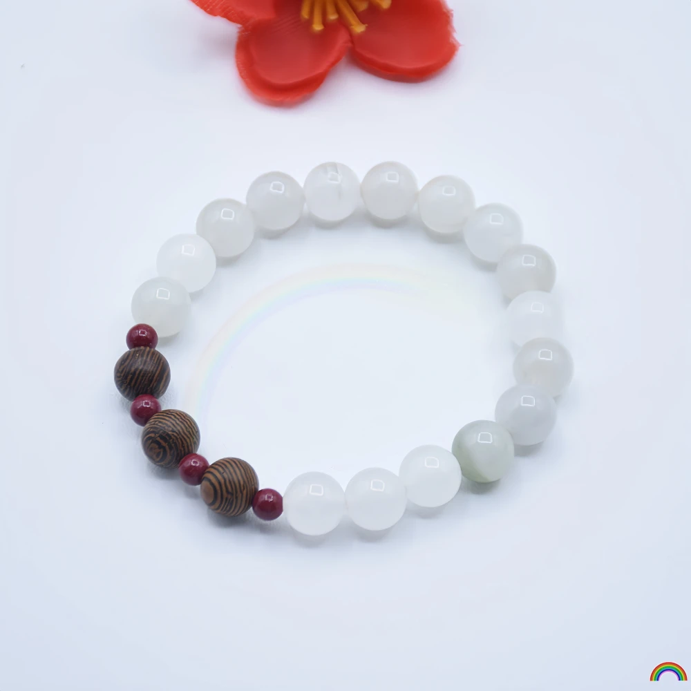 Natural Tianshan Green Chicken Wings Wood cinnabar wood stone Danqing Chinese cultural and artistic bead bracelet Rwbuye