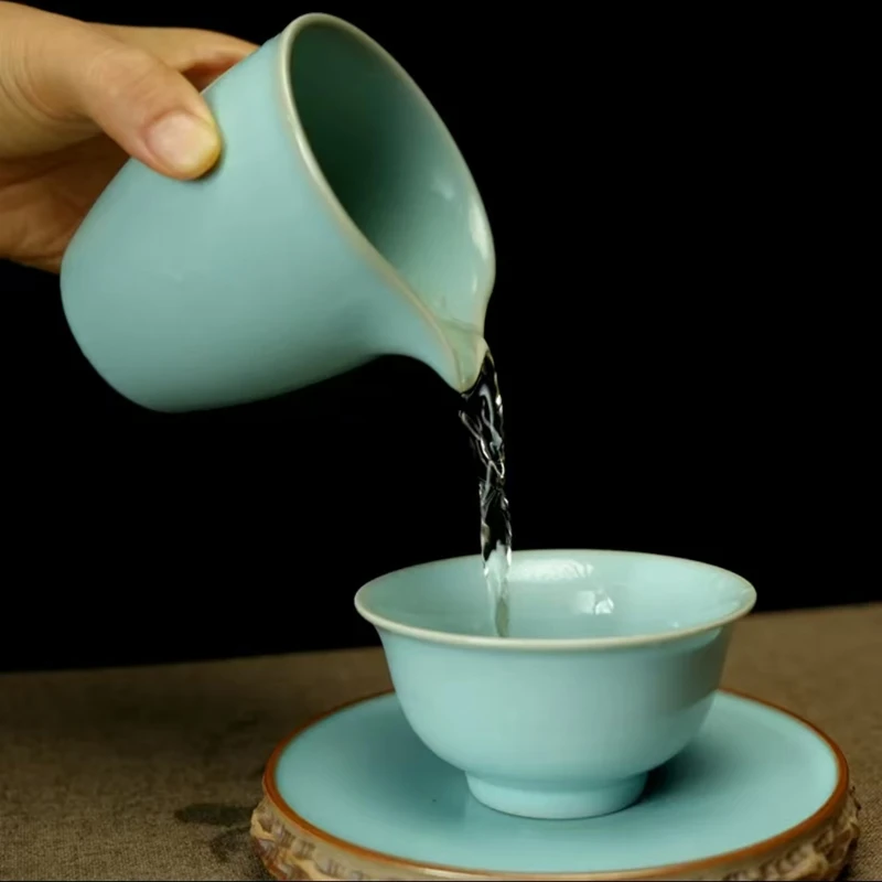 Ru Kiln Fair Cup Tea Cup Ru Porcelain Sky Blue Clear Wind Ice Crack Public Cup