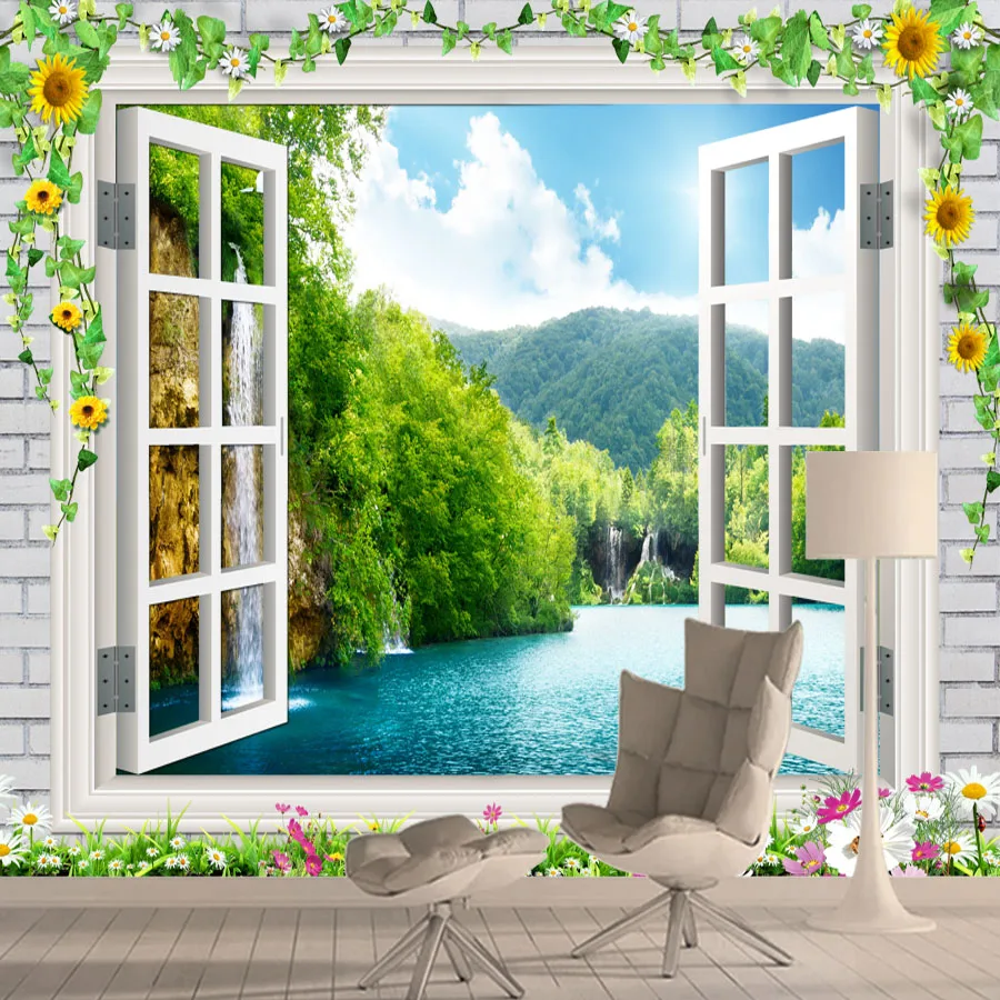 Custom Contact Paper Peel and Stick Accepted Wallpapers Murals for Living Room Bedroom Home Decor Sea View Window Background