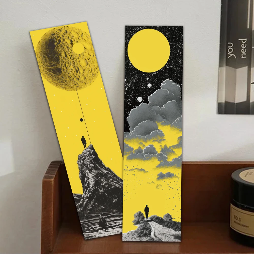 30pcs Yellow World Imagination Bookmarks Decoration Card School Stationary Supplies DIY Aesthetic Bookmarks Creative Gifts