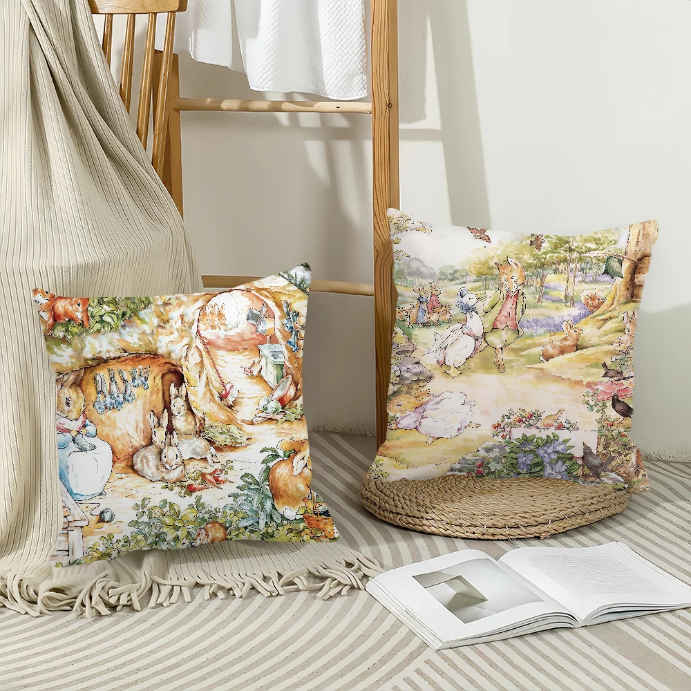 كارتون عيد الفصح P-peter R-أرنب كيس وسادة وسائد مكتب مناسبة لأريكة غرفة نوم السيارة غطاء الوسادة الزخرفية #3