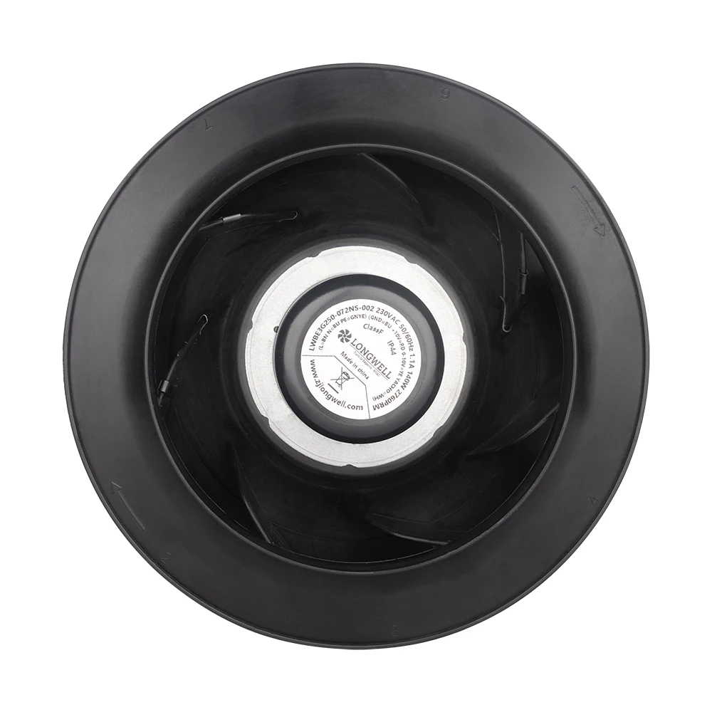 FANSEXPERT 250 مم محرك EC 115 فولت 230 فولت 400 فولت مروحة طرد مركزي منحنية للخلف