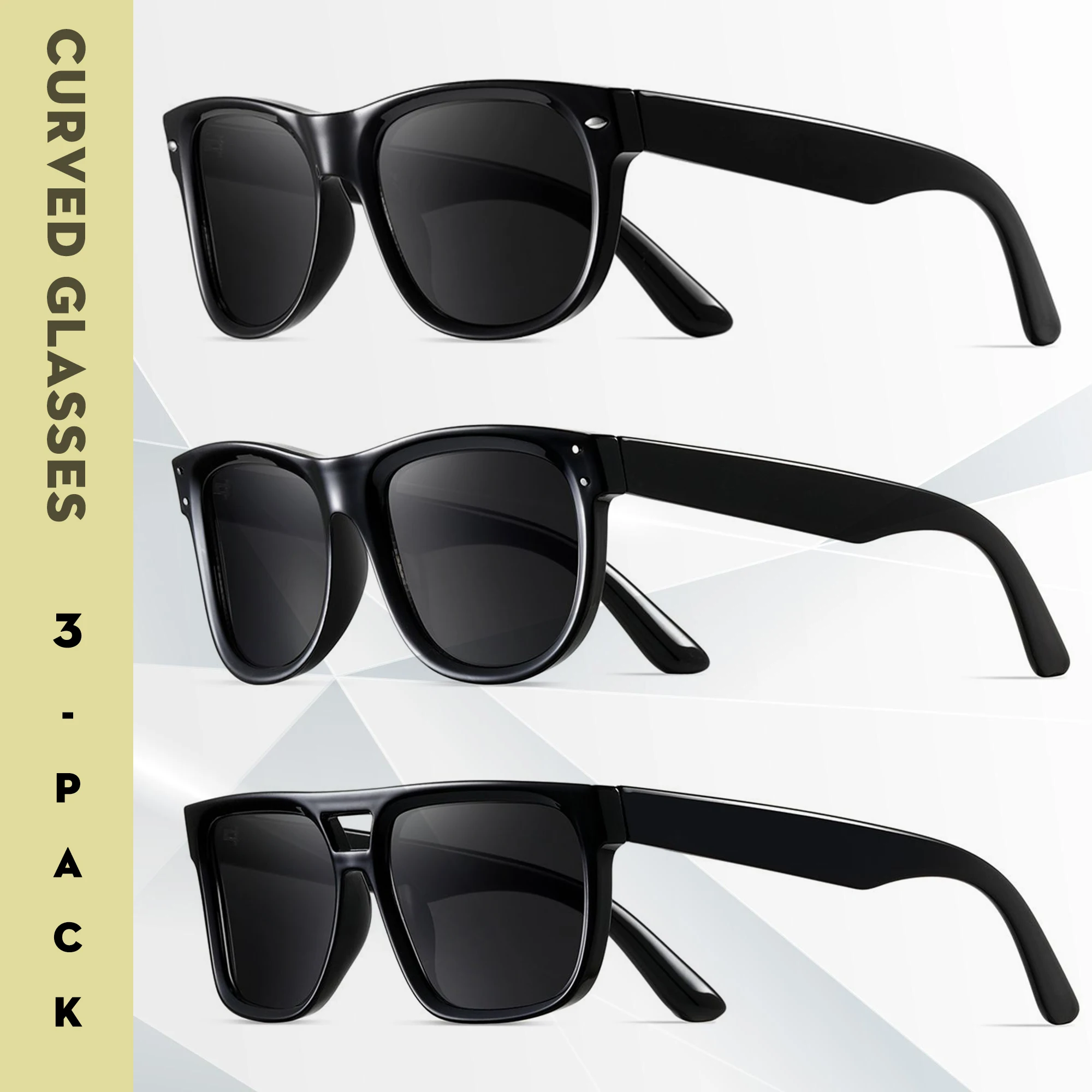 CRIXALIS 3PCS Vintage Übergroße Quadratische Sonnenbrille für Frauen, Retro Damen Luxus Große Große Reise Golf Sonnenbrille Weibliche UV400