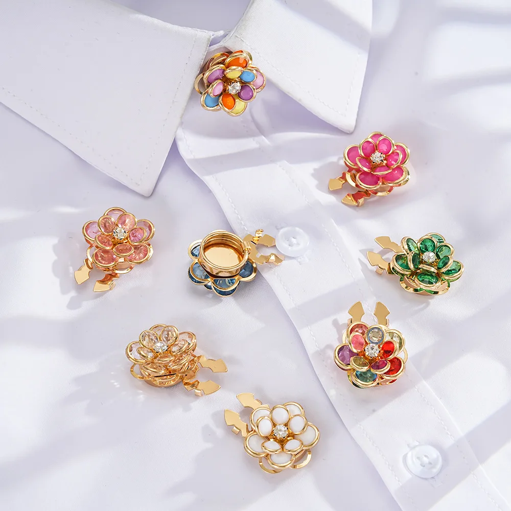 Crystal cufflinks Covers Detachable Clip-On Shirt Coat Decorative Button Covers Sewing Buckle for DIY Blouses Clothing Women Men