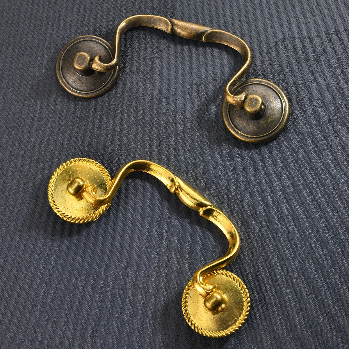 European simple antique cabinet door cabinet wardrobe door long pastoral drawer bronze handle