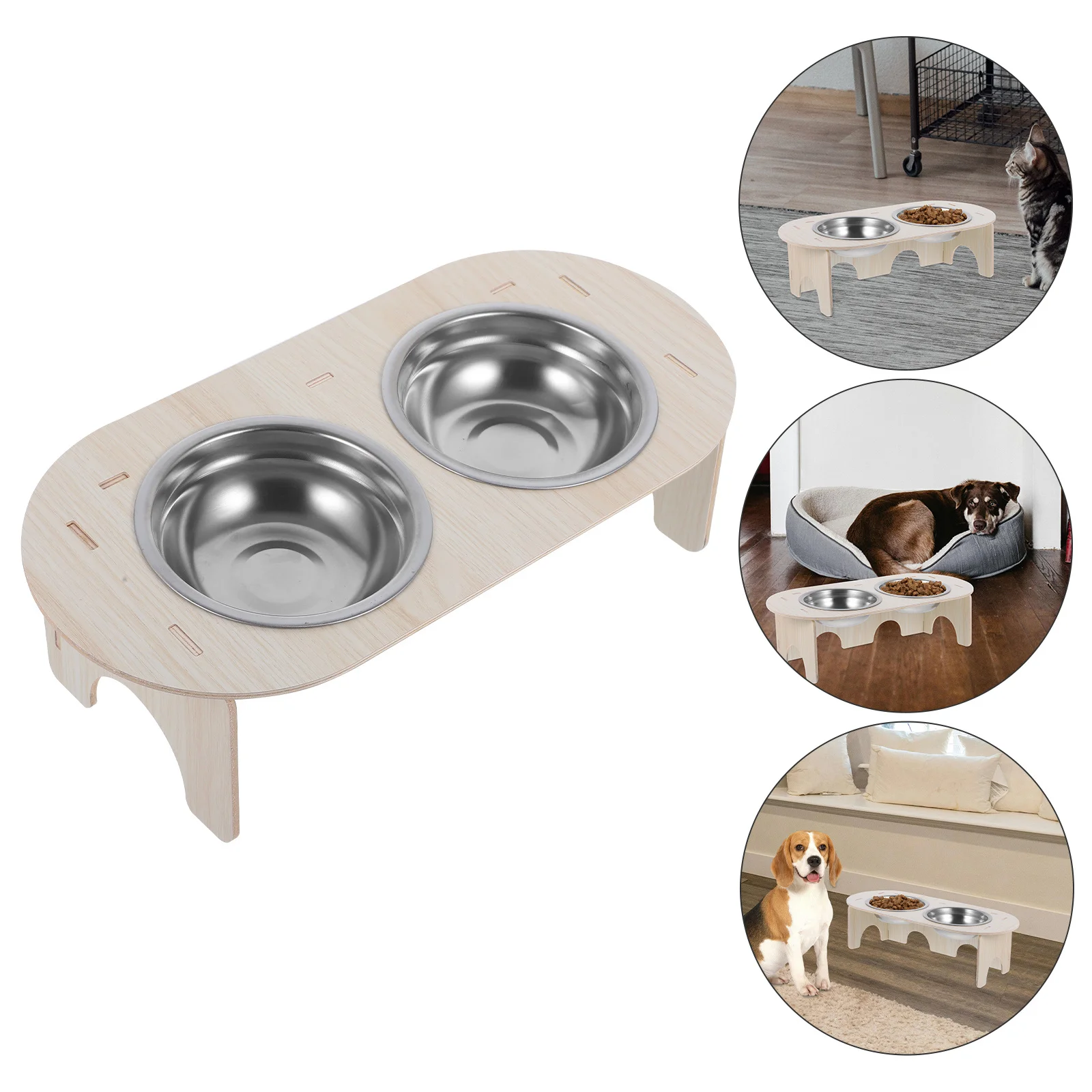 

1 set 1 Set Of High-Rise Cat 2-In-1 Elevated Pet Feeding Bowl For Cats Small Dogs Durable Stainless Steel Raised Food Water Bowl