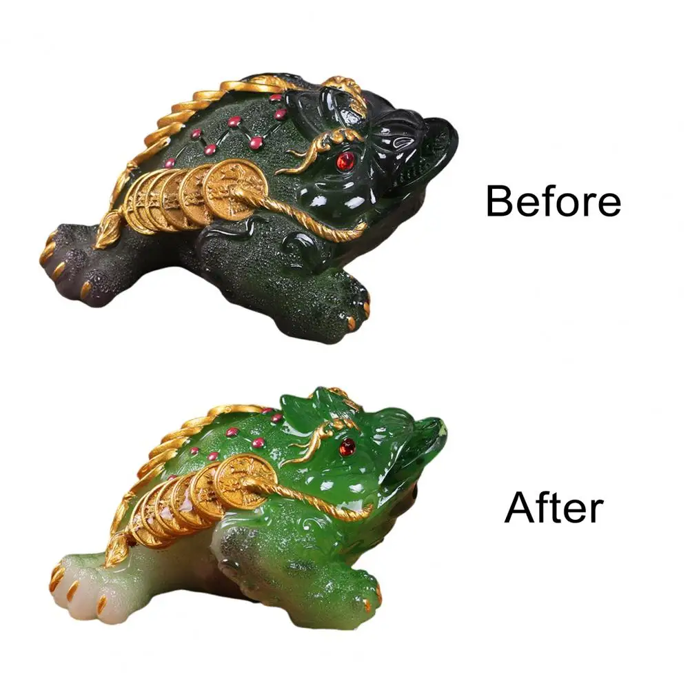 Golden Toad Tea Pet Resin Color Changing Toad Tea Pet Ornament for Home Office Desk Decor Wealth Kung Fu Tea Set Ceremony