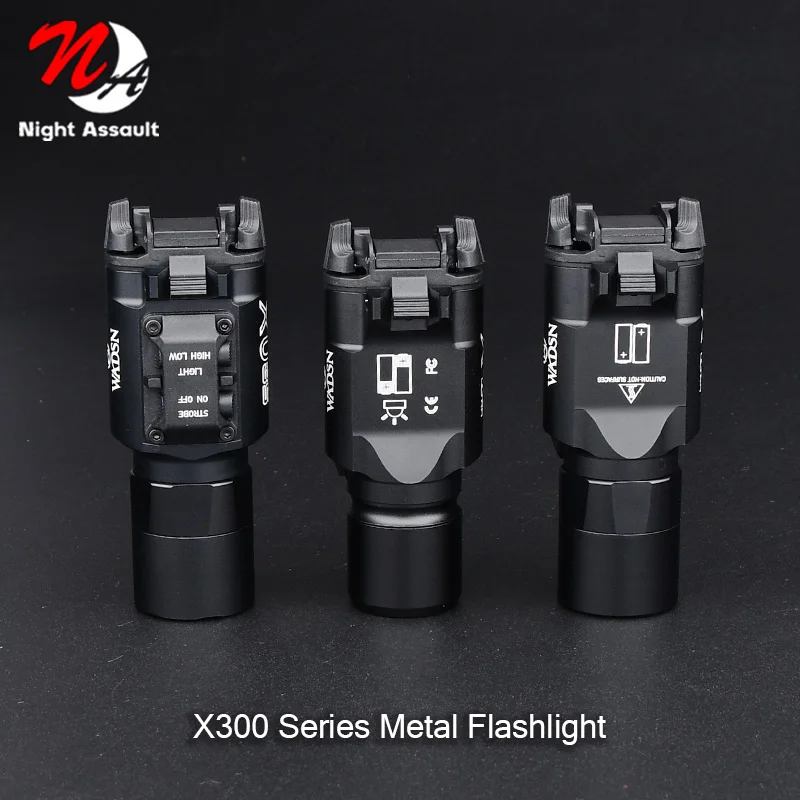 WADSN Tactic X300 X300U Metal Hanging Pistol Flashlight Strobe LED Fit 20mm Rail Airsoft X300-B X300U-B XU35 Hunting Gun Light