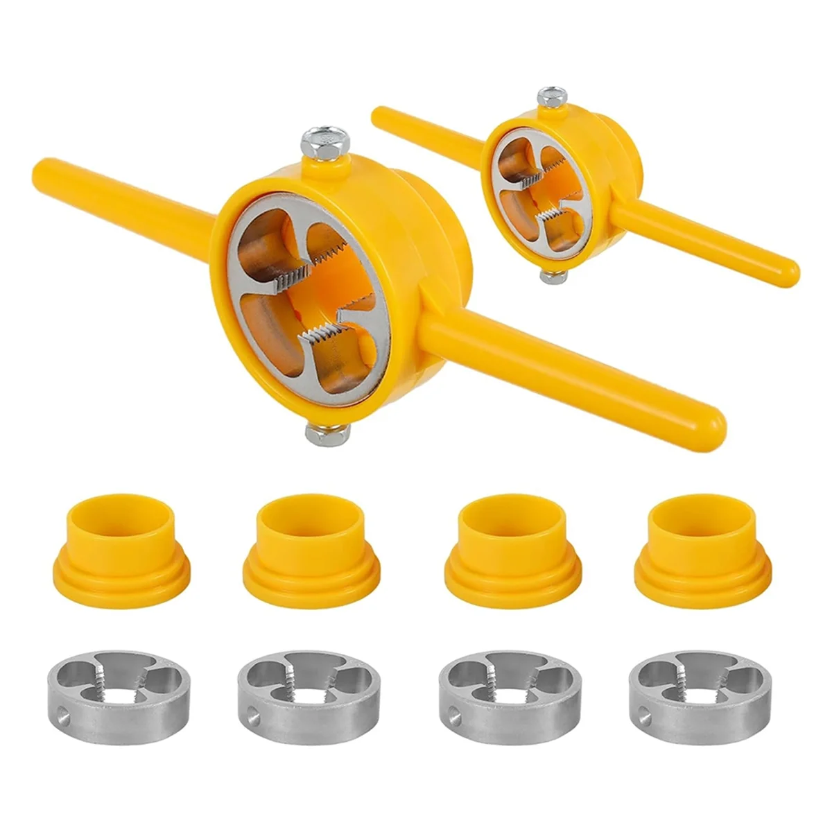 

6Pcs NPT Die Set, PVC Thread Maker Tool, Pipe Threader Plumbing Tool, Manual NPT Round Die Set for PVC Pipe, Yellow