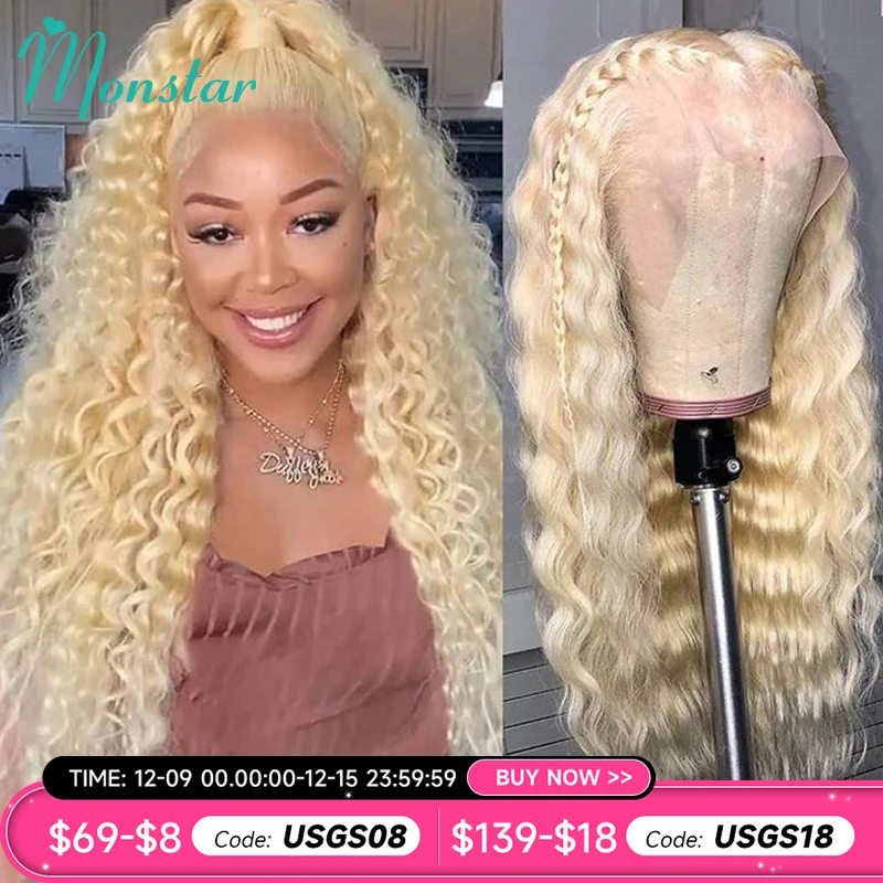 Blonde 613 Deep Wave Lace Frontal Wig 5x5 Closure Wig 613 Lace Frontal Wigs 13x6 13x4 Human Hair 360 Lace Brazilian Wigs on Sale