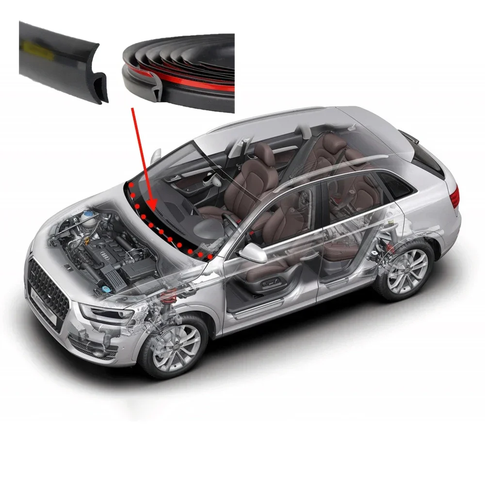 1.7m Car Rubber Seal Strips Seal Protector Sticker Window Edge Windshield Roof Rubber Sealing Strip Noise Insulation Accessories - Image 3
