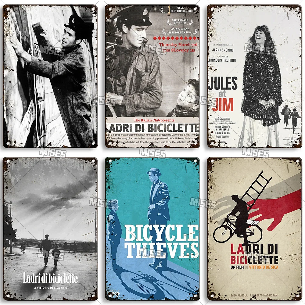 MISES 1948 الفيلم الإيطالي Ladri دي biciclette المعادن المشارك معدن القصدير تسجيل طبق مزخرف شريط المنزل استوديو تسجيل المعادن جدار ديكور