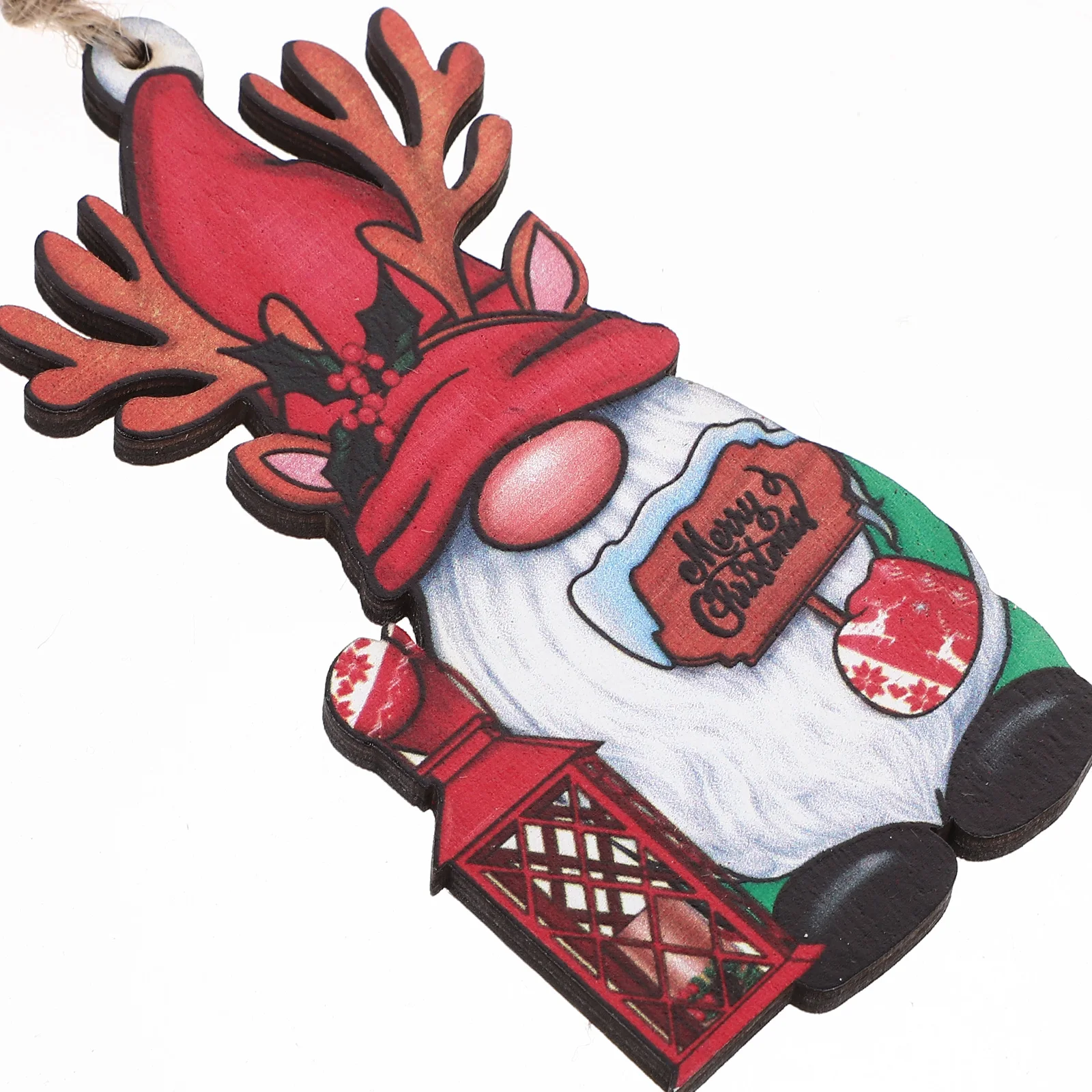 

Christmas Wooden Bead Pendant Santa Wood Hanging Decor Tassel Car Home Party Gift Antler Hat Design Fine Texture Unique