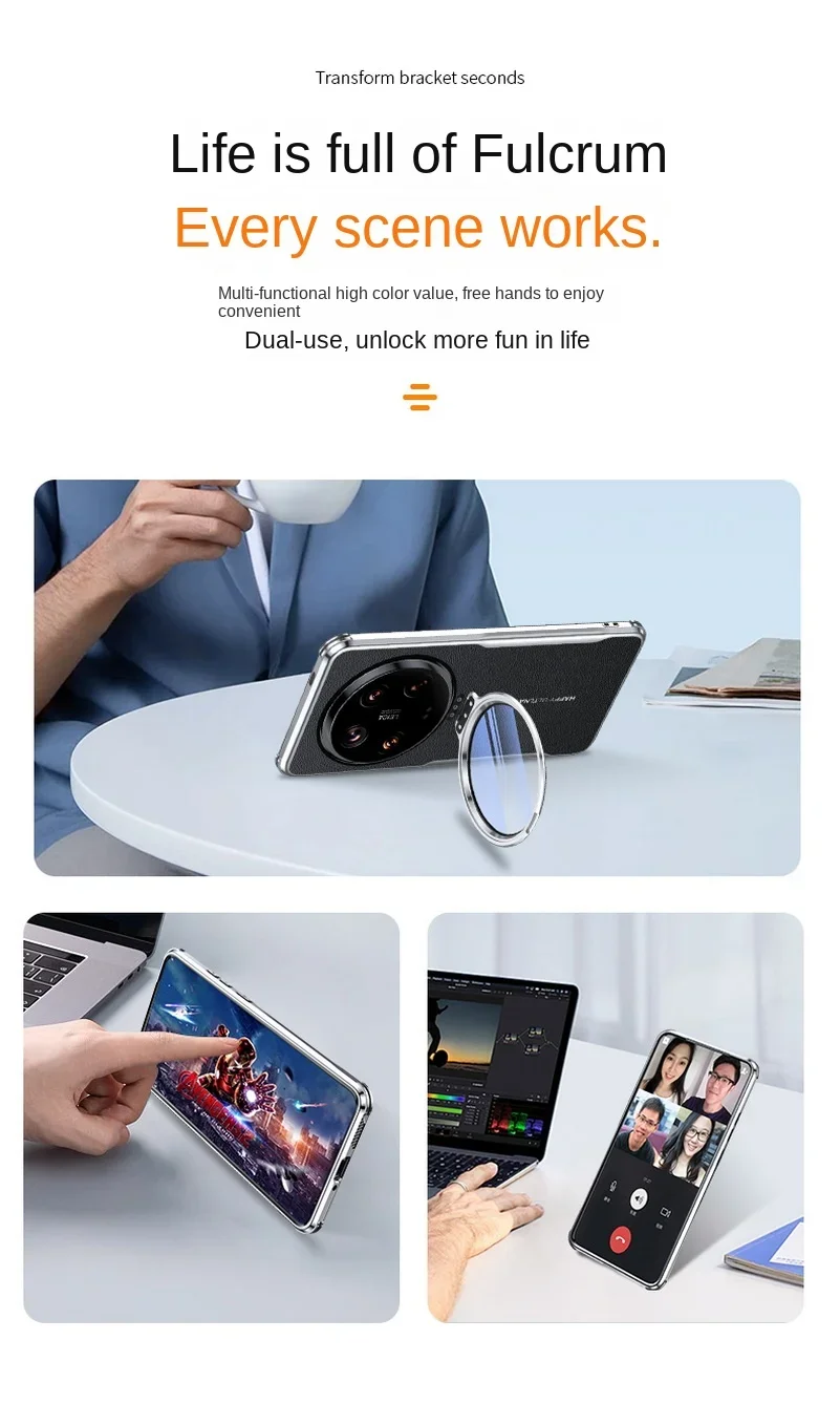 Etui z szklaną osłoną obiektywu, niewidoczny uchwyt, do Xiaomi 15 Ultra 15 Pro 17 Pro Max, cztery narożniki odporne na upadki, gładka skóra, odporne na wstrząsy. — zdjęcie produktu 6