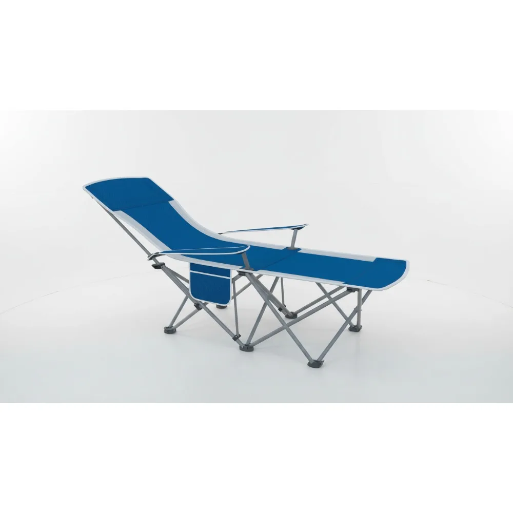 

Heavy Duty Folding Beach Chair Recliner - 300lbs Capacity Adjustable Backrest & Footrest Portable Outdoor Lounge