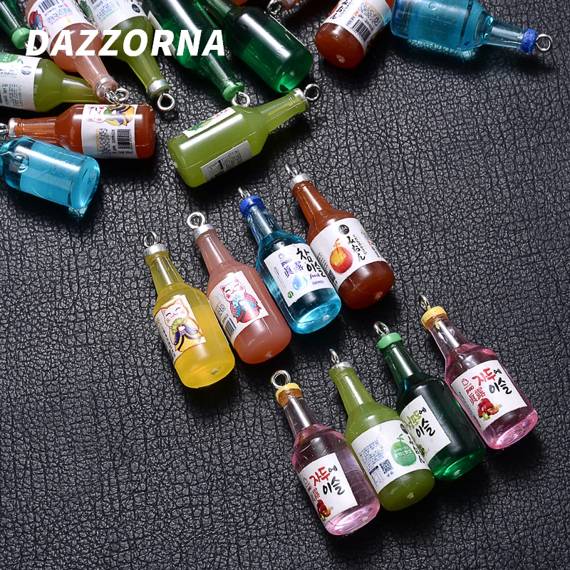 10Pcs/Lot 10x13mm New Resin Charms 7 Color Sake Bottles Pendant For Jewelry Earrings Keychian Necklace Making DIY Findings