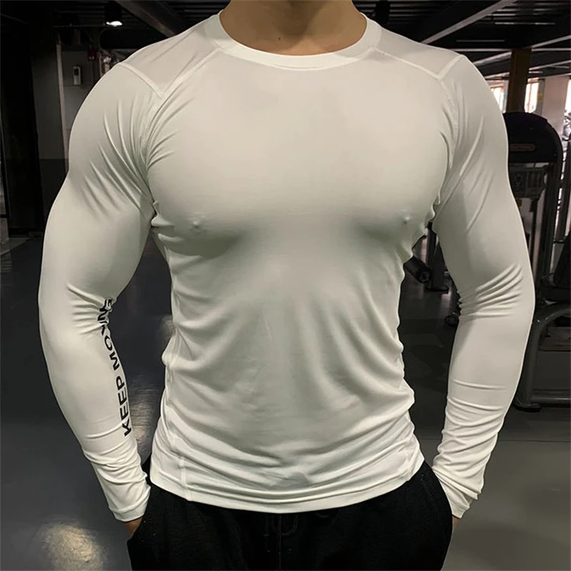 Running Sport T Shirts Men Compresison Long Sleeve Tops Fitness T-shirts Gym Training Sportswear Male Outdoor Workout Tee Top