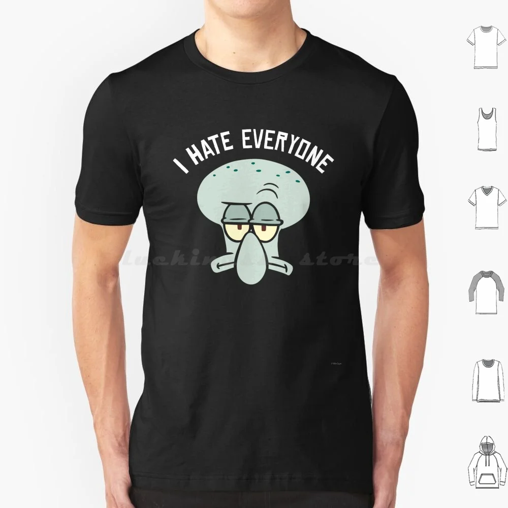 Squidward I Hate Everyone T Shirt Big Size 100% Cotton Paramount Squidward Squidward Face Big Face Attitude I Hate Everyone