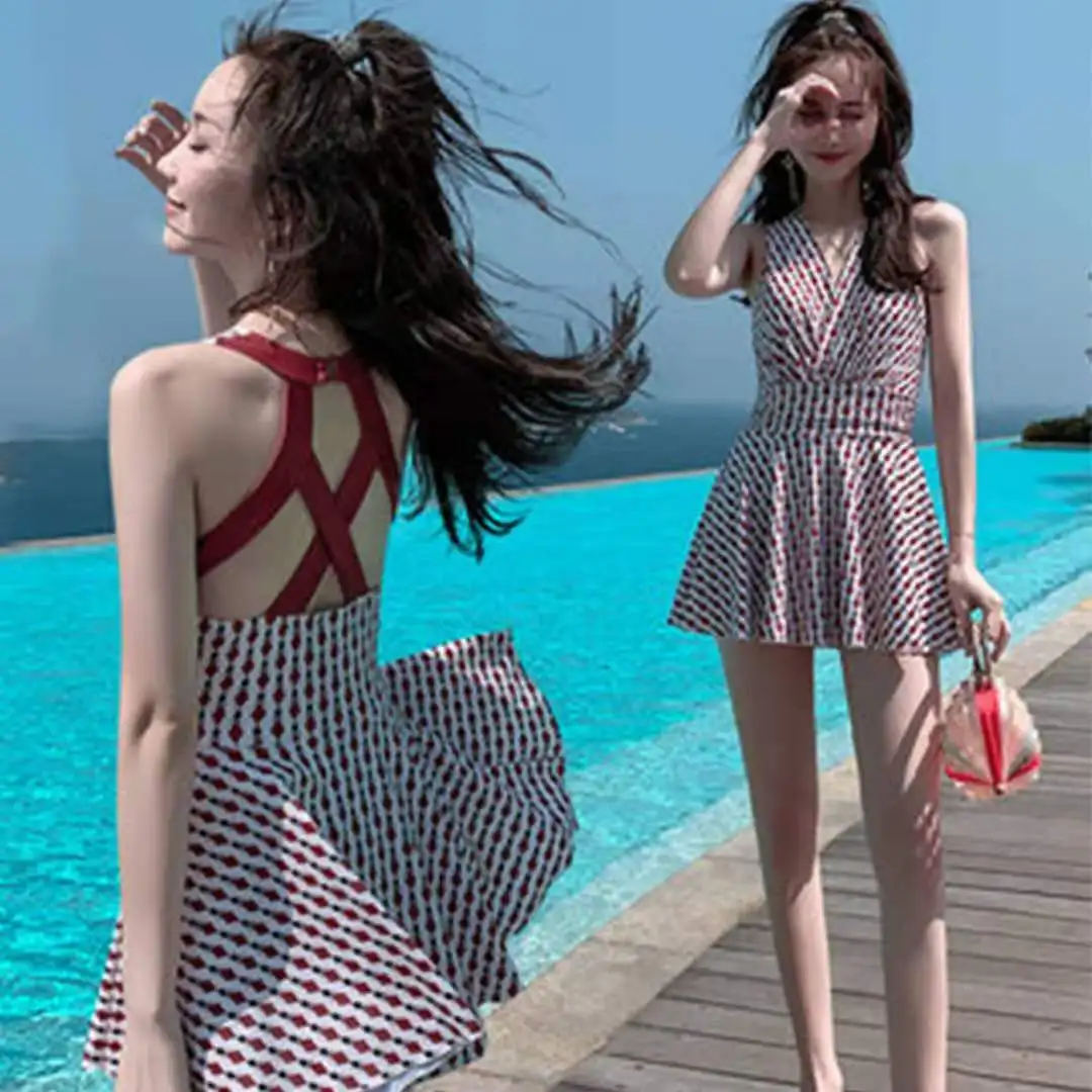 

2023 New Korean Sexy One Piece Swimwear Women Swimsuit with Shorts Beachwear Monokini Swimming Suit Bodysuit Bathing Swimskirt