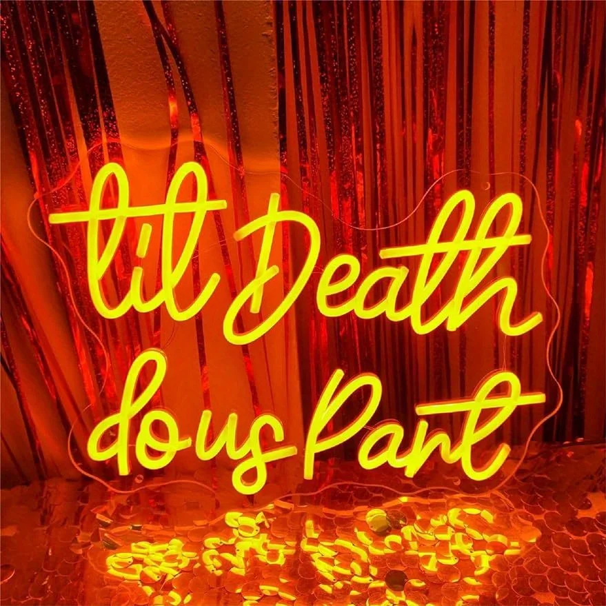 til Death do us Part Neon Sign LED Marquee Light USB Operated Aesthetic Decor for Wedding Engagement Party Home Romantic Gifts
