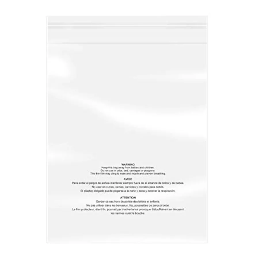 

200 Count - 1 Clear Plastic Poly Bags with Suffocation Warning Self Seal 1.6 Mil for Clothing, T-Shirts, Pants-Resealable Adhes
