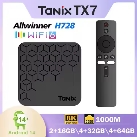 TANIX TX7 TV BOX Android 14 Allwinner H728 Octa Core 4G 32G 64G Support 4K 8K 1000M LAN Wifi6 BT5.X Smart Media Player TVBO