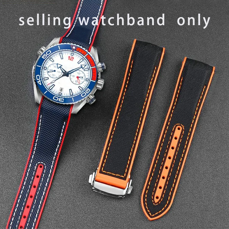 

For Omega Planet Ocean 600 strap Seamaster 300 Rubber Strap Seiko SKX Curved End Men Bracelet 22mm 21mm 20mm Nylon Watch Band