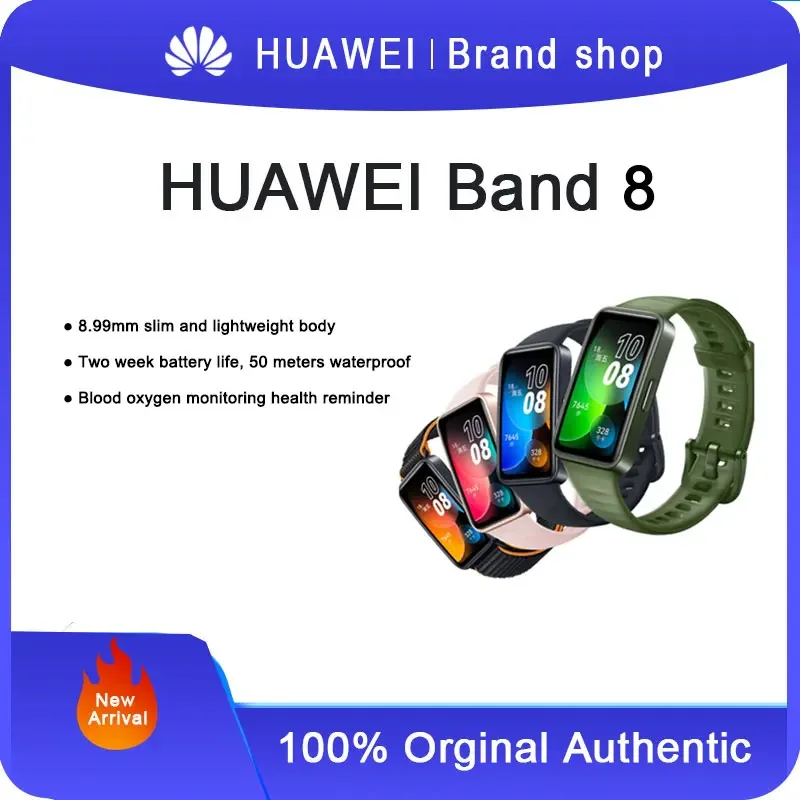 ORIGINELE HUAWEI Band 8 Slimme polsband De hele dag Bloedzuurstof AMOLED-scherm Hartslag Slimme band 2 weken batterij voor Apple Mi
