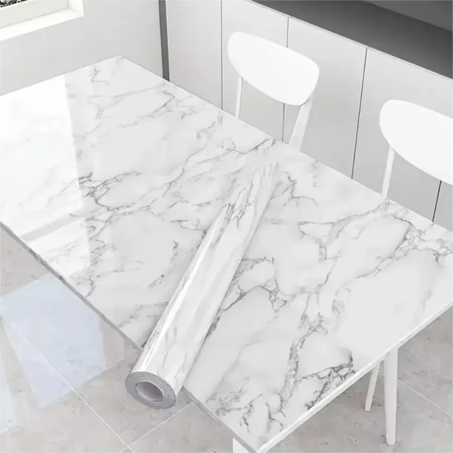 55cm waterproof oil resistant mold proof PVC marble self-adhesive wall sticker cabinet kitchen countertop wallpaper