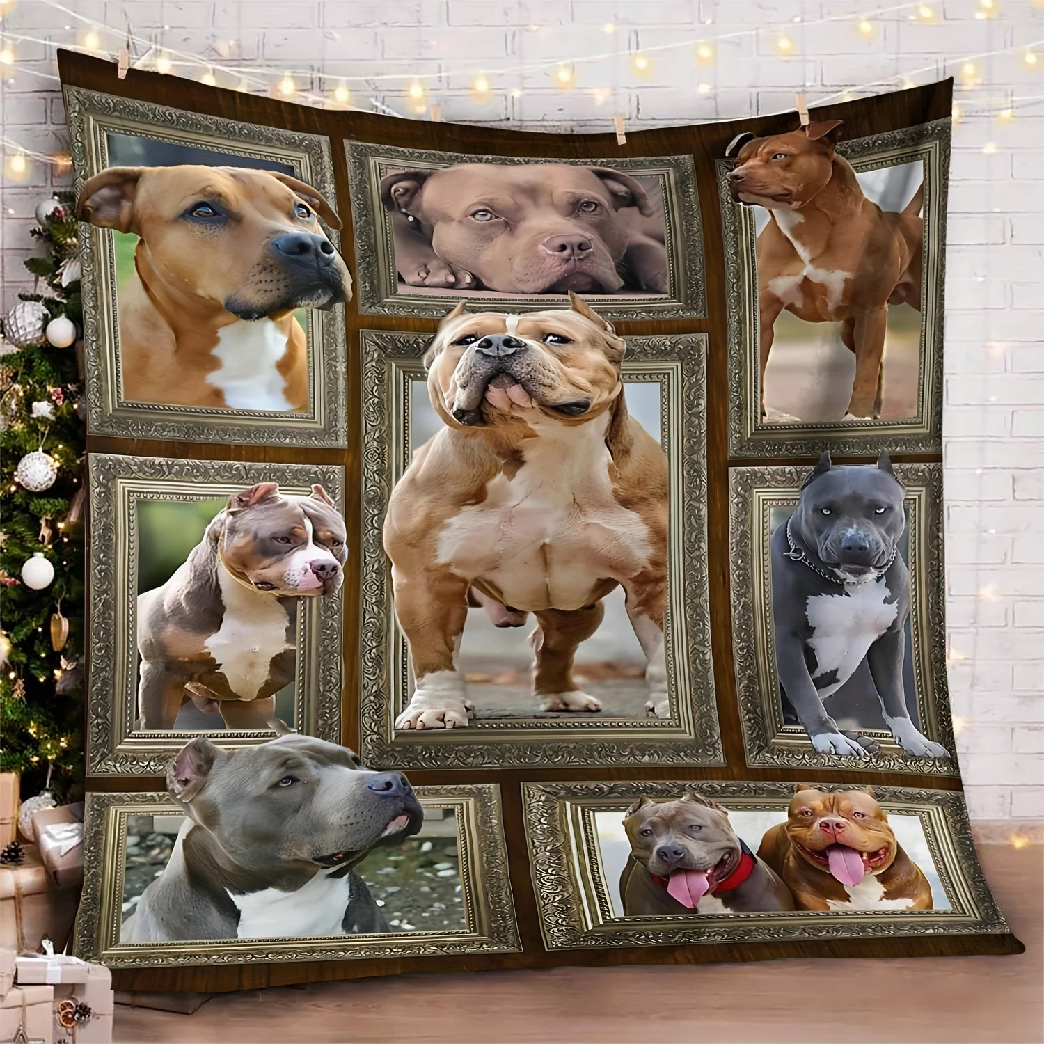 Staffordshire Bull Terrier Cozy Throw Blanket, Cute Dog Patterned Couch Bed Warm Wrap, All Season Pet Lover Decor Gift