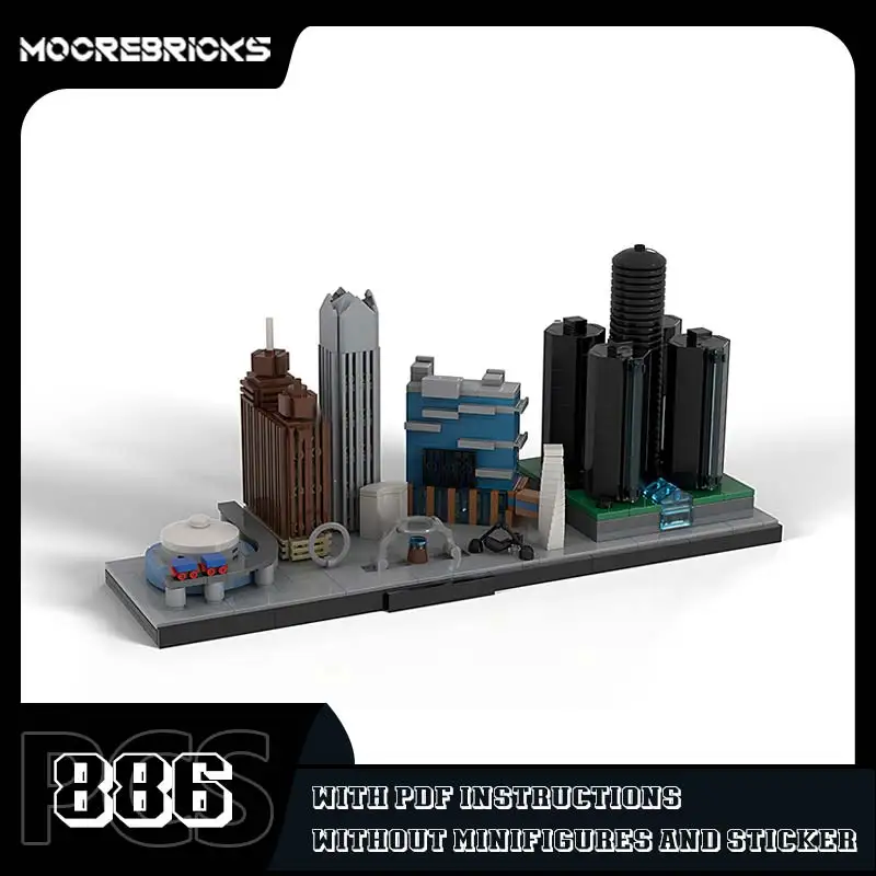 

Конструктор MOC Детройт Skyline архитектурные кубики для сборки игрушек, настольное украшение, детская коллекция, подарки