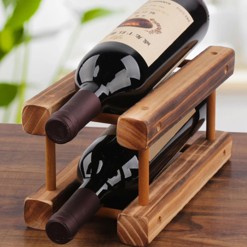 Simple Style Solid Wood Red Wine Rack Decoration Home Wine Bottle Display Rack Living Room Bar & Wine Cabinets #050D