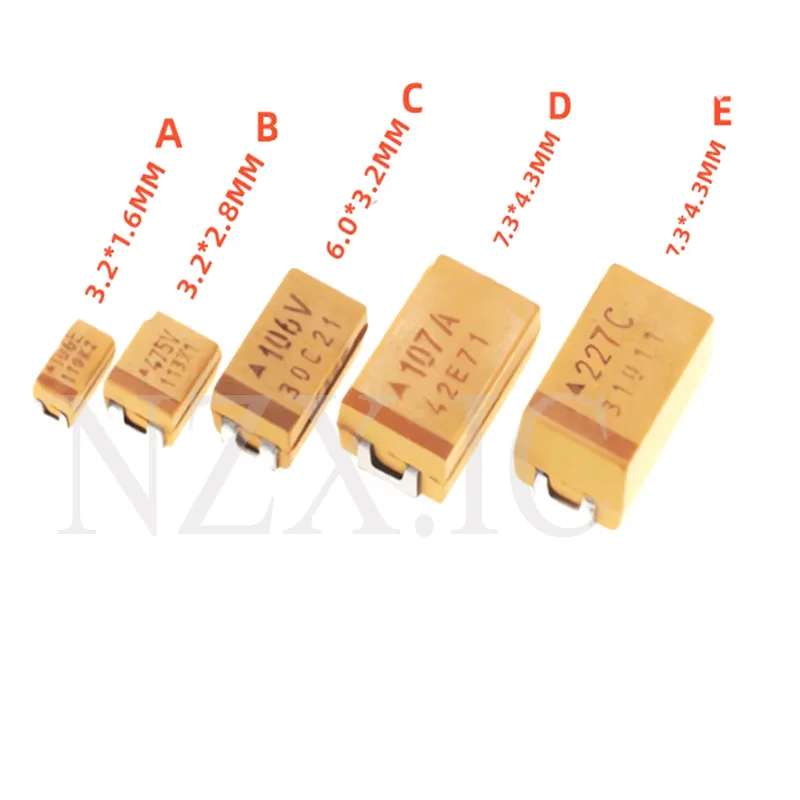 10pcs A B C D Case Tantalum Capacitor 6V 10V 16V 25V 35V 50V 0.1UF 1UF 2.2UF 4.7UF 10UF 22UF 33UF 47UF 100UF 220UF 330UF 470UF