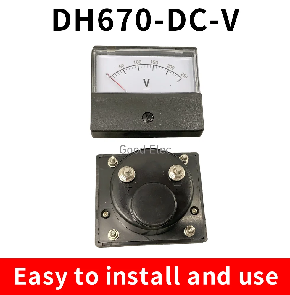 DH-670 DC  5V 10V 15V 20V 30V 50V 100V   Pointer Analog DC Voltmeter 70*60mm Accuracy 2.5 0-500V