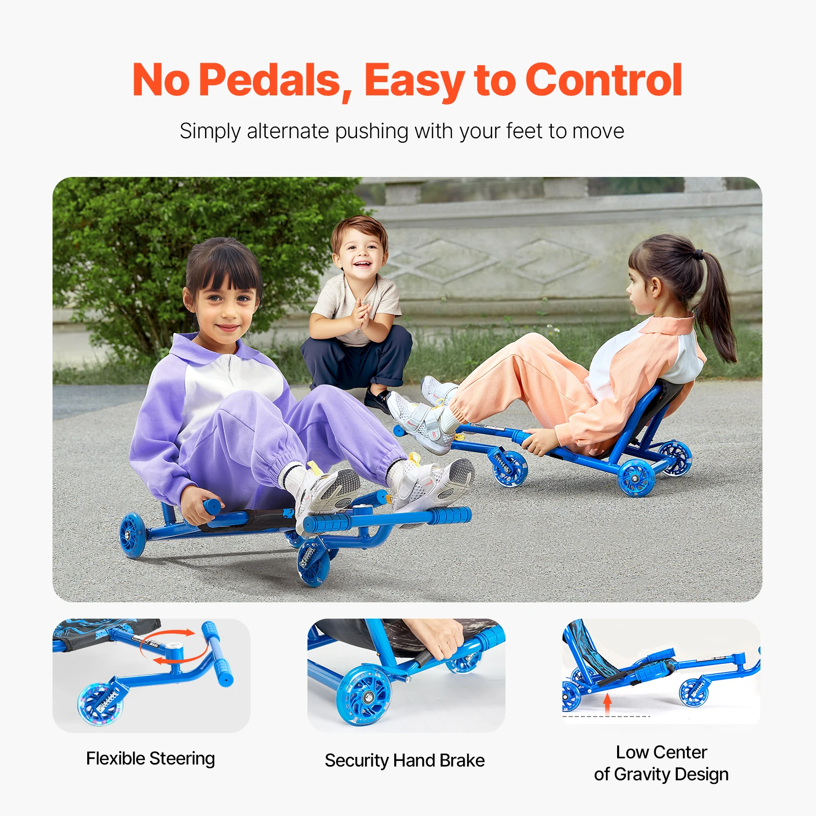 VEVOR 132/198lbs Ride on Scooter Swing Side-to-Side Powered by Zig-Zag Motion Sports Games Drifting Toys for Children Gifts