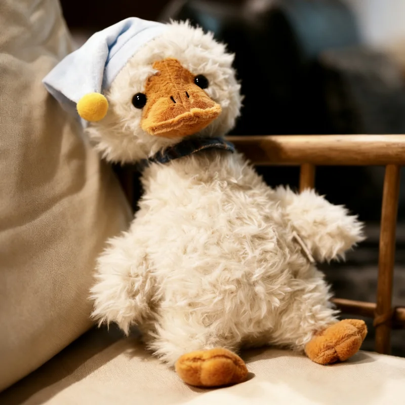 

36-80cm Kawaii Cartoon Fluffy White Duck Plush Toy Hat Duck Plush Doll Pillow For Boys And Girls To Baby Accompany Sleeping Gift