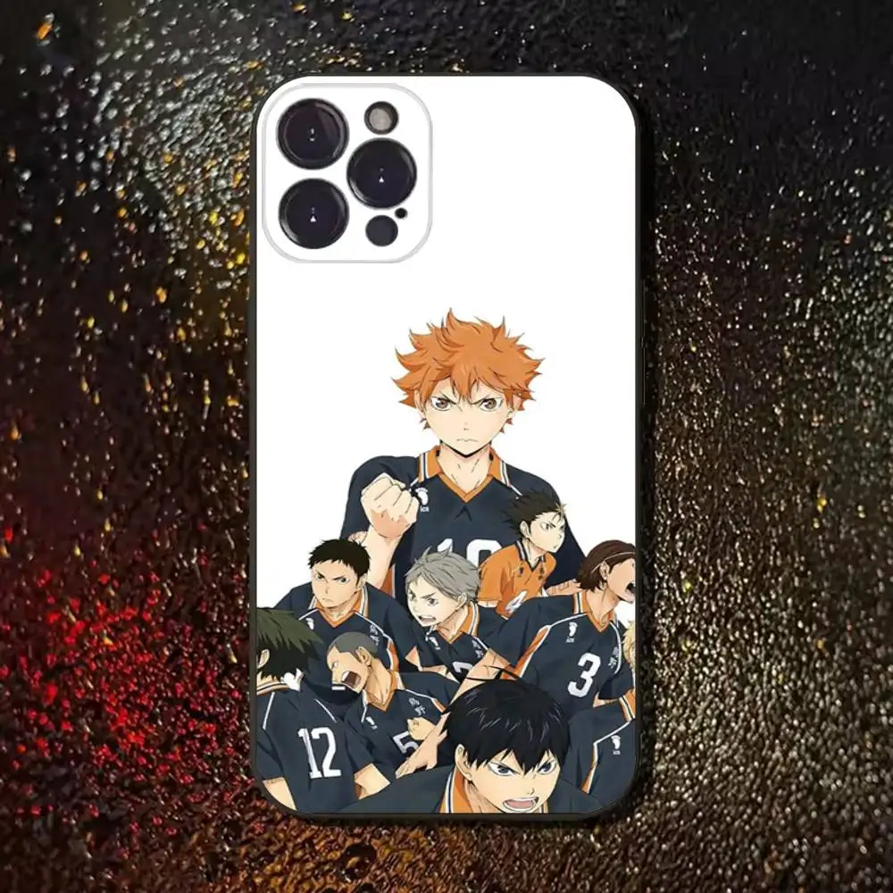 حافظة هاتف أنيمي H-Haikyuu Karasuno لهاتف آيفون 17,16,15,14,13,12,11 Plus,Pro Max,XS,X,XR,SE,Mini,8,7,غطاء أسود من السيليكون الناعم #5