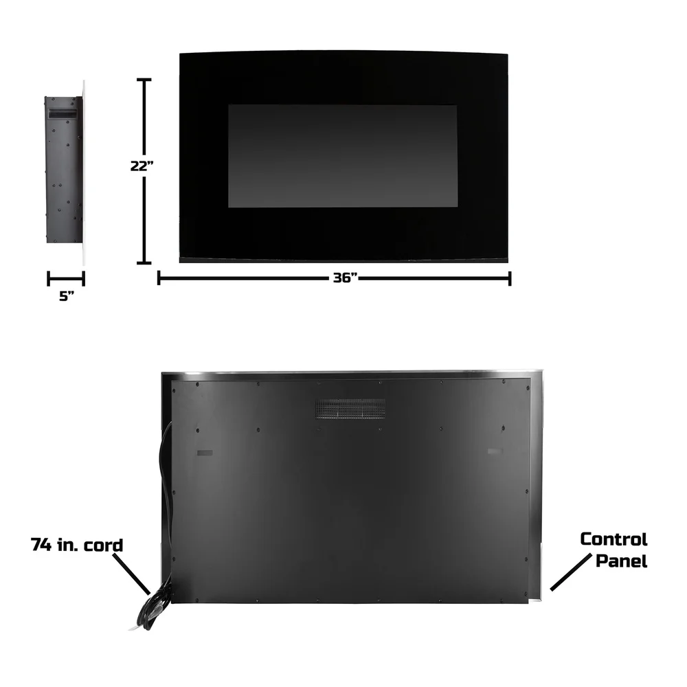36 Inch Wall Mounted Electric Fireplace with Remote Color Changing Flames Adjustable Heat 10 Flame Options Safe Thermal Cutoff