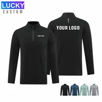 Customized Logo Pullover Half Zipper Sweatshirts Men Fashion Long Sleeve Warm Hoodless Hoodies Stand Collar Sport Jogging