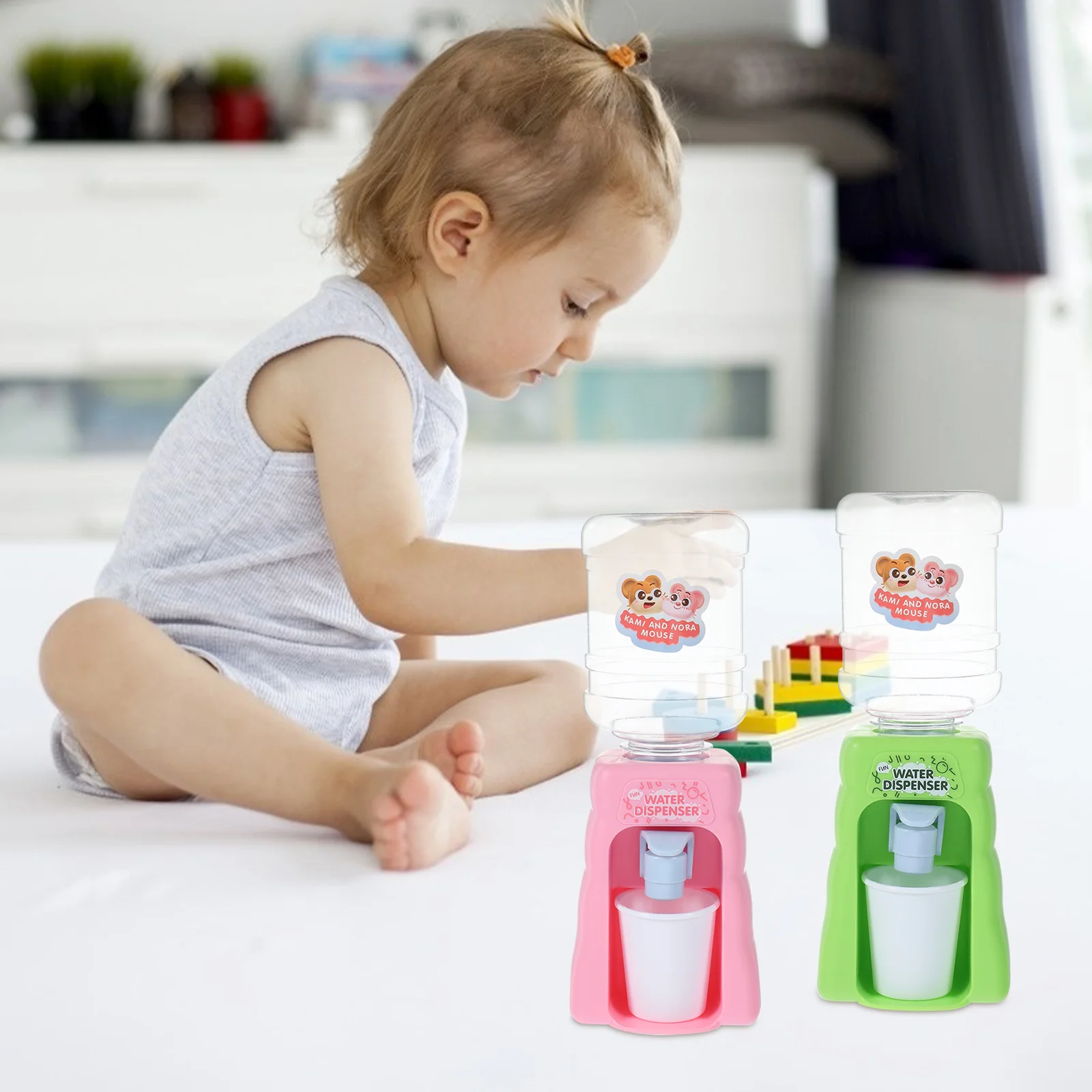 2 Pcs Water Dispenser Toy Mini for Kids Drinking Fountain Home Scene Life Model Furniture Child