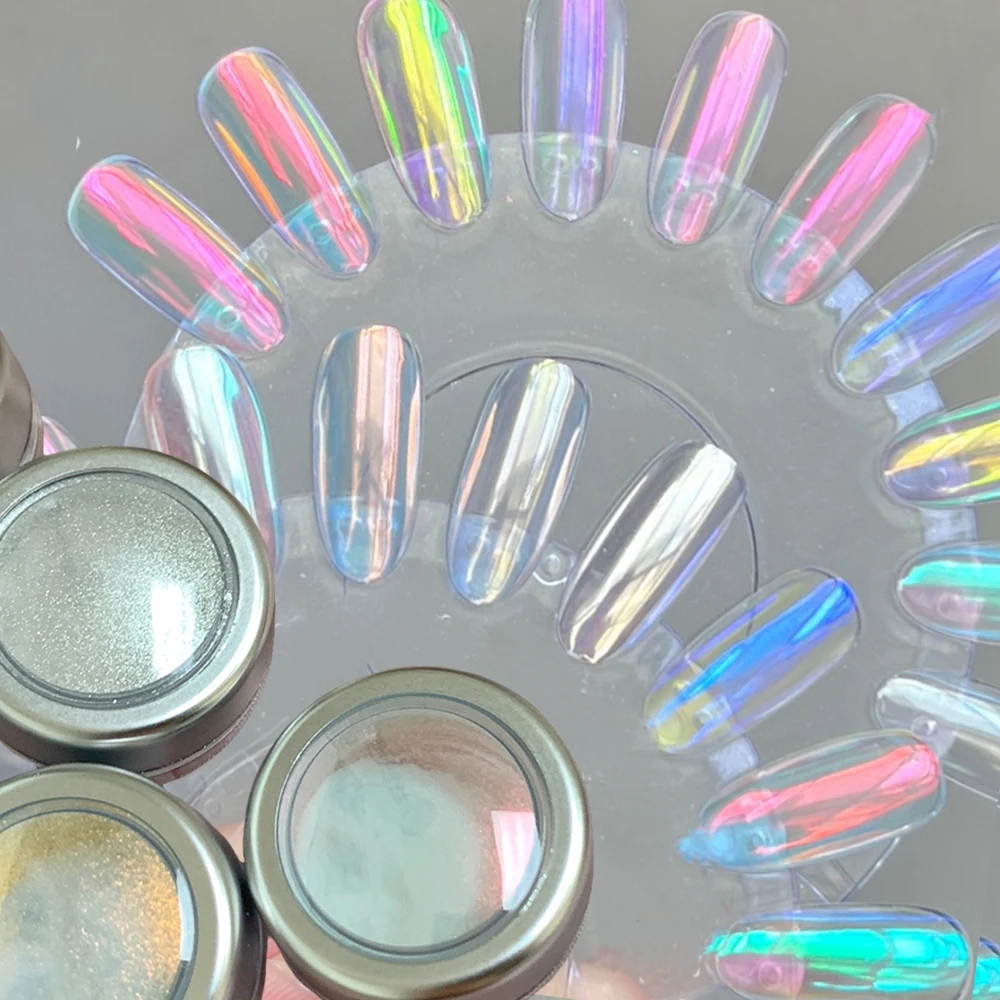 

1 box Ice Translucent Mirror Chrome Nail Powder 12 Colors Aurora Mirror Pigment Glitter Holo Rainbow Effect Dust Manicure Supply