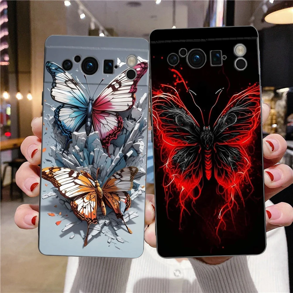 Butterfly Phone Case Cover for Google Pixel 9 8 7 6 7A 6A Pro 5G Shockproof Silicone Soft 8 Pro 5G Shell Capas Fundas Coque Bags