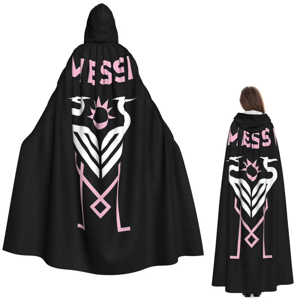Mantello Lungo con Cappuccio Messi Inter Miami, Costume Medievale da Strega, Mantello per Cosplay, Cappotto per Halloween, Unisex per Adulti