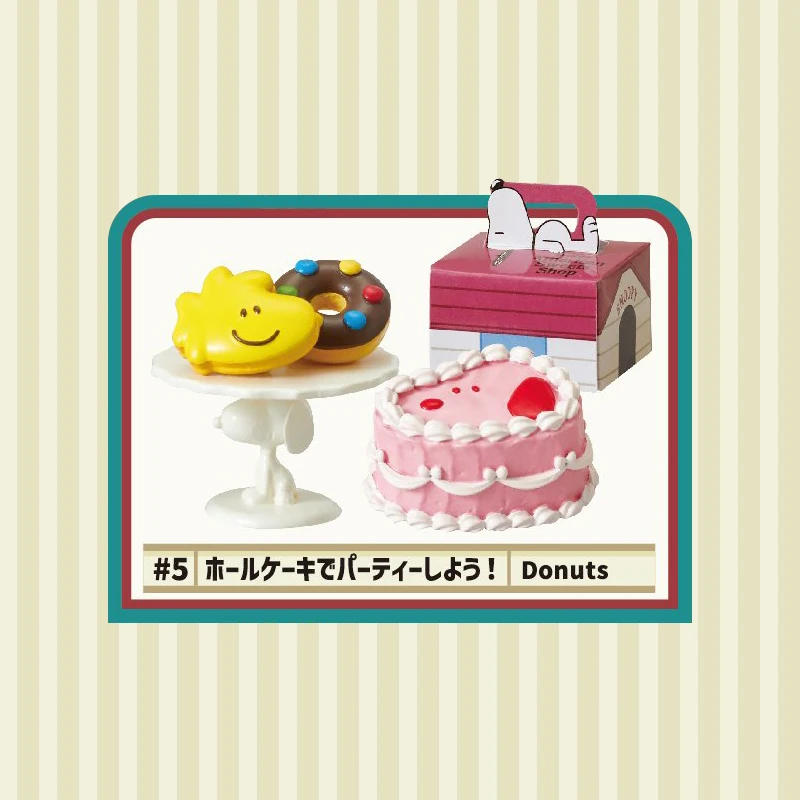 Rement Snoopy American Dessert Shop Modèles de scènes miniatures Coffret aveugle à collectionner Collection de figurines de jeu tendance Tous les 8 types