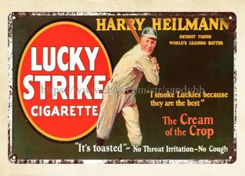 1920'S Harry Heilmann  Cigarette metal tin sign kitchen decor