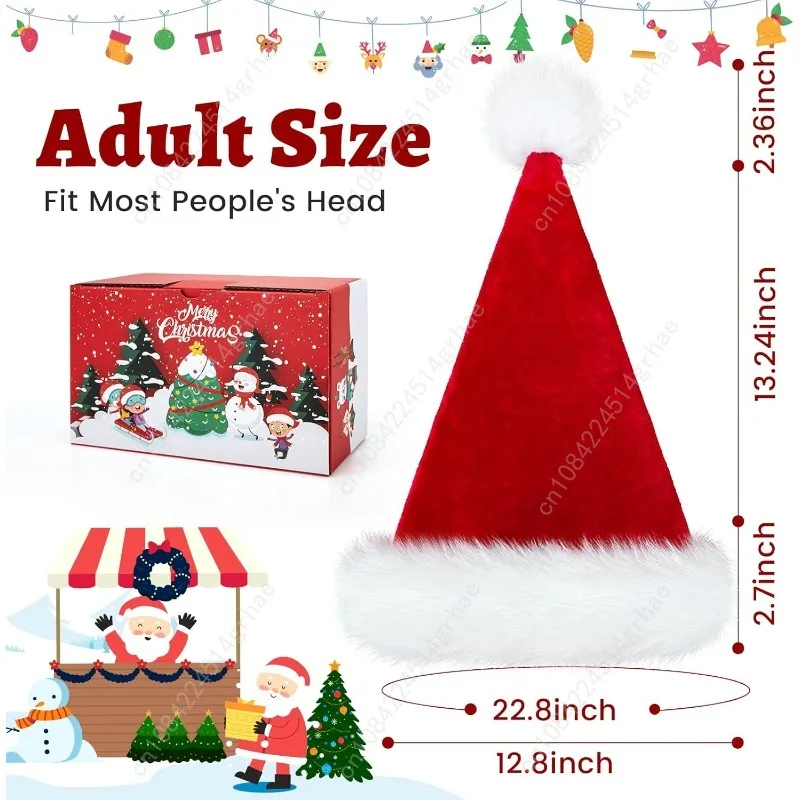 قبعة سانتا لعيد الميلاد من RJVW للبالغين، قبعة سانتا كلاسيكية مخملية للجنسين للعطلات لأغطية الرأس لحفلات رأس السنة الجديدة #6