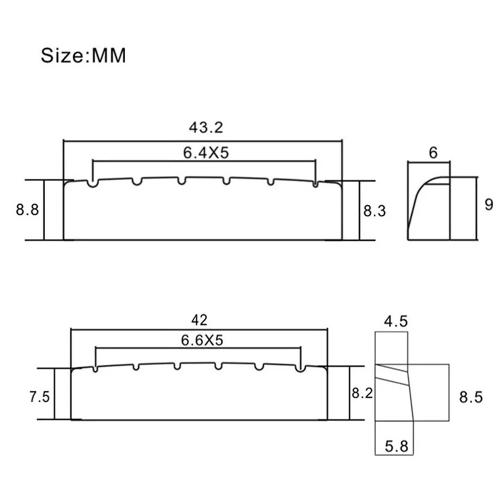 

Golden 42mm Brass Guitar Bridge Saddle Nut Durable Folk Musical Instrument Accessories Replacement Parts for Clear Tone and